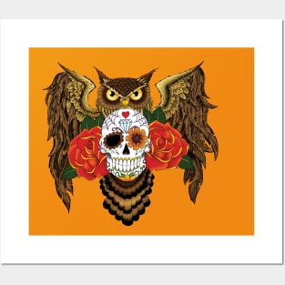 Sugar Skull Owl Posters and Art